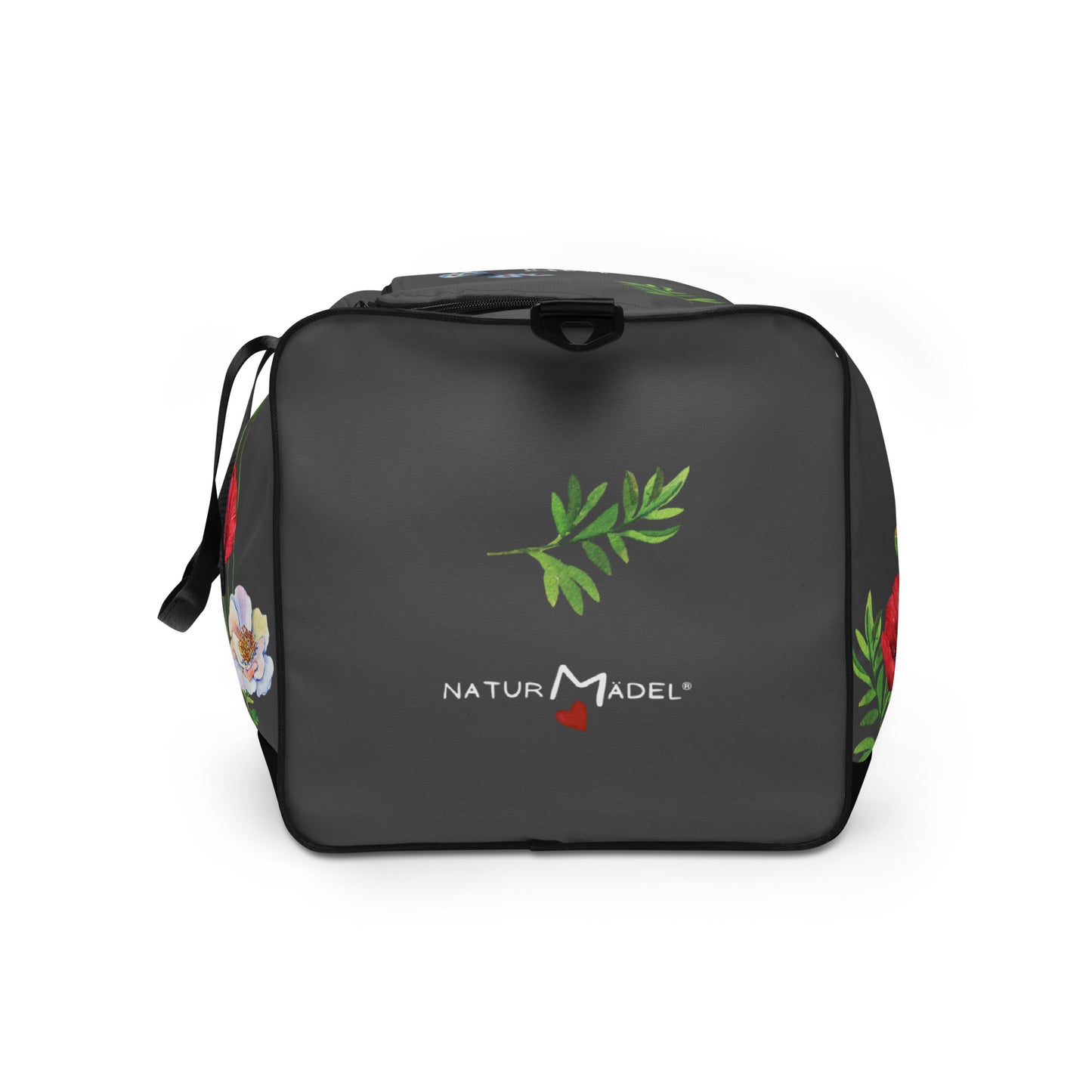 WEEKENDER - EXCLUSIVE SPORT-, BADE- U. REISETASCHE MIT EINZIGARTIGEM NATURMAEDEL® TOSCANA EDEL DESIGN, AQUARELL MOHNBLUMEN UND BE HAPPY, BE YOU SCHRIFTZUG - FARBE SAMBESI - DESIGN VERENA U. JANINA by VerJa.ME® - www.naturmaedel.shop - 