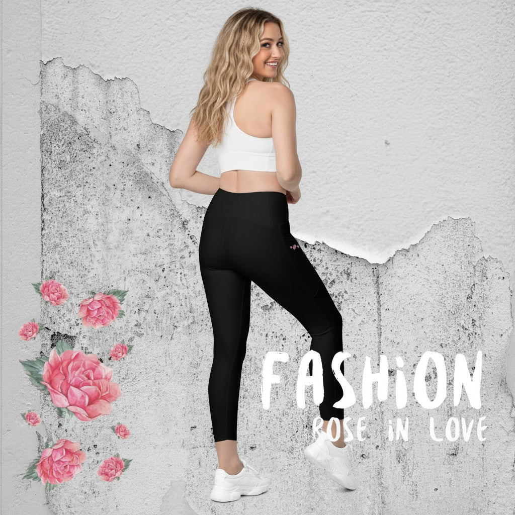 WUNDERSCHOENE, FIGURBETONTE CROSSOVER LEGGINGS MIT BEQUEMEN V-BUND UND LIEBEVOLLEN DETAILS. DEIN  IDEALER BEGLEITER FUER YOGA-, FITNESS- UND ALLE FREIZEITAKTIVITAETEN.   EINZIGARTIGES NATURMAEDEL® ROSE IN LOVE DESIGN - 1.3 - www.naturmaedel.shop - 