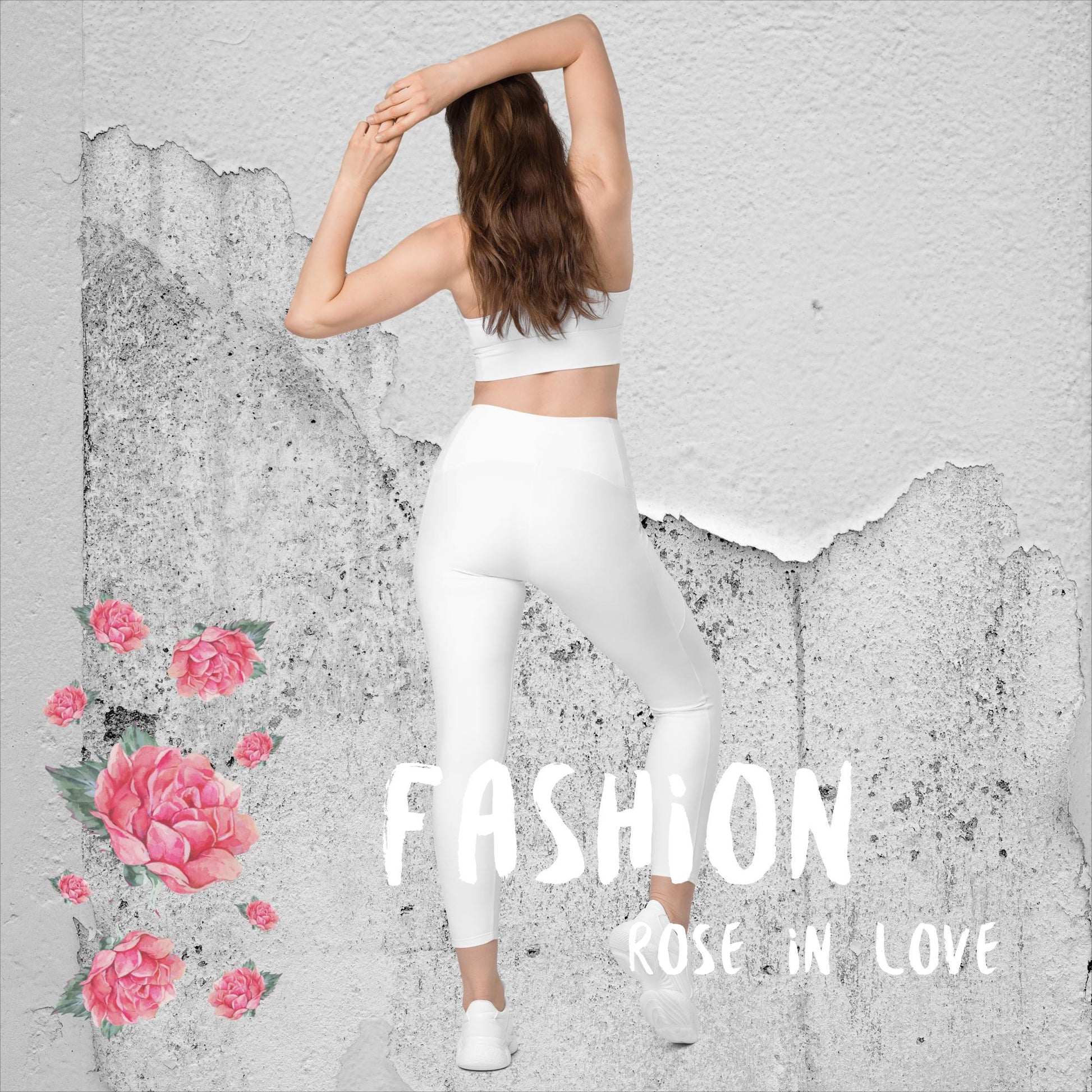 WUNDERSCHÖN, FIGURBETONT, V-BUND CROSSOVER LEGGINGS. IDEALER BEGLEITER FÜR YOGA-, FITNESS- UND ALLE FREIZEITAKTIVITÄTEN.  VERZIERT MIT UNSEREM EINZIGARTIGEM NATURMÄDEL® ROSE IN LOVE DESINGN - www.naturmaedel.shop 