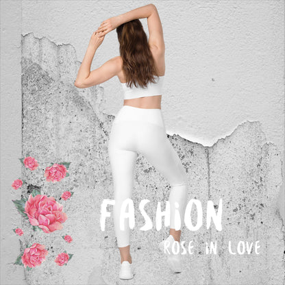 WUNDERSCHÖN, FIGURBETONT, V-BUND CROSSOVER LEGGINGS. IDEALER BEGLEITER FÜR YOGA-, FITNESS- UND ALLE FREIZEITAKTIVITÄTEN.  VERZIERT MIT UNSEREM EINZIGARTIGEM NATURMÄDEL® ROSE IN LOVE DESINGN - www.naturmaedel.shop 