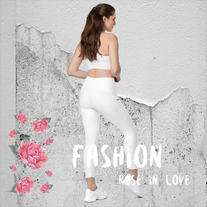 WUNDERSCHÖN, FIGURBETONT, V-BUND CROSSOVER LEGGINGS. IDEALER BEGLEITER FÜR YOGA-, FITNESS- UND ALLE FREIZEITAKTIVITÄTEN.  VERZIERT MIT UNSEREM EINZIGARTIGEM NATURMÄDEL® ROSE IN LOVE DESINGN - www.naturmaedel.shop 