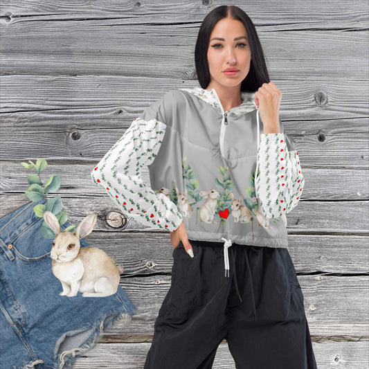 EINZIGARTIGER BAUCHFREIER DESIGNER DAMEN WINDBREAKER - NATURMÄDEL® DESIGN TIERLIEBE AQUARELL, www.naturmaedel.com