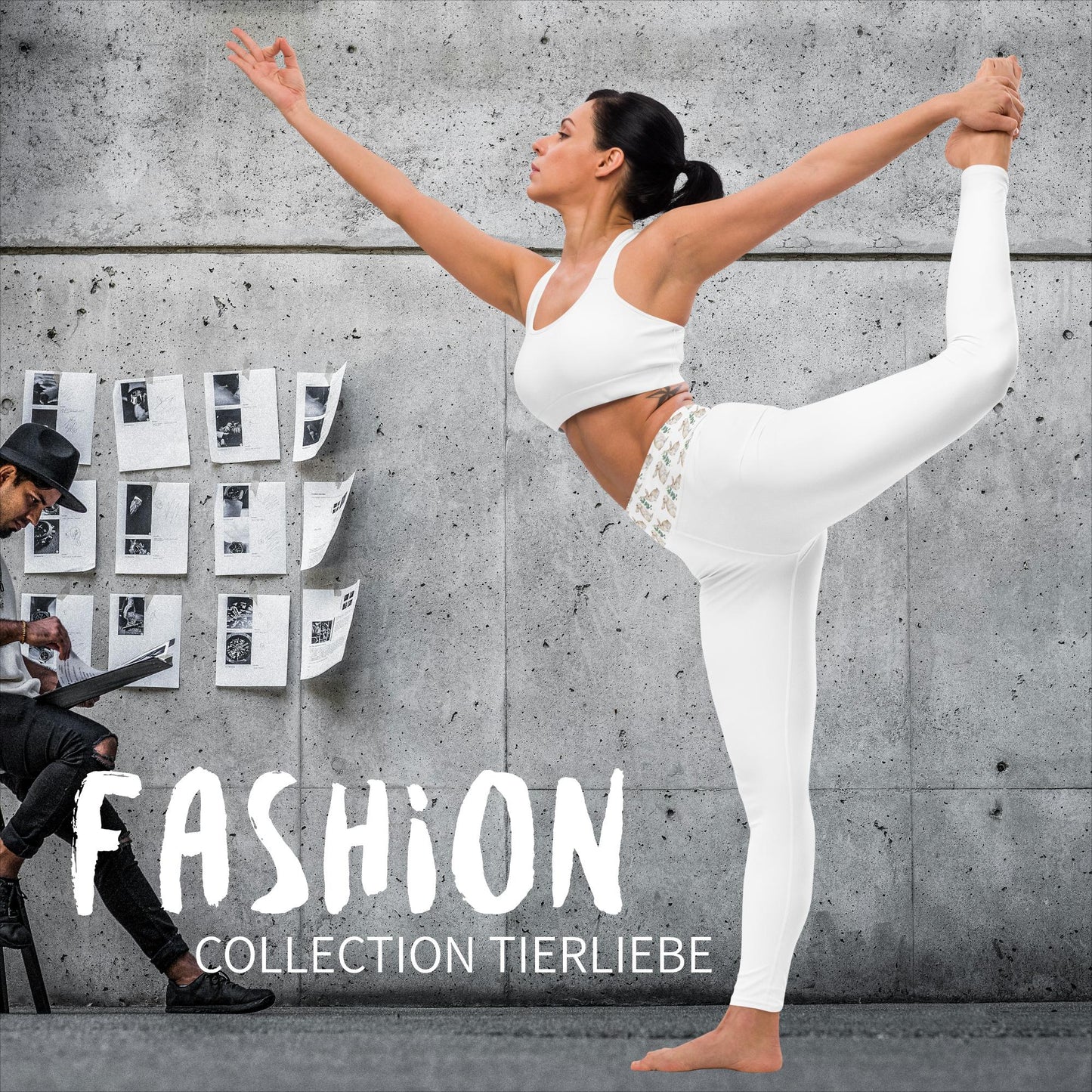 EXCLUSIVE MICROFASER, SUPER ELASTISCHE YOGA- U. FITNESS-LEGGING MIT NATURMÄDEL® TIERLIEBE AQUARELL DESIGN, www.naturmaedel.shop