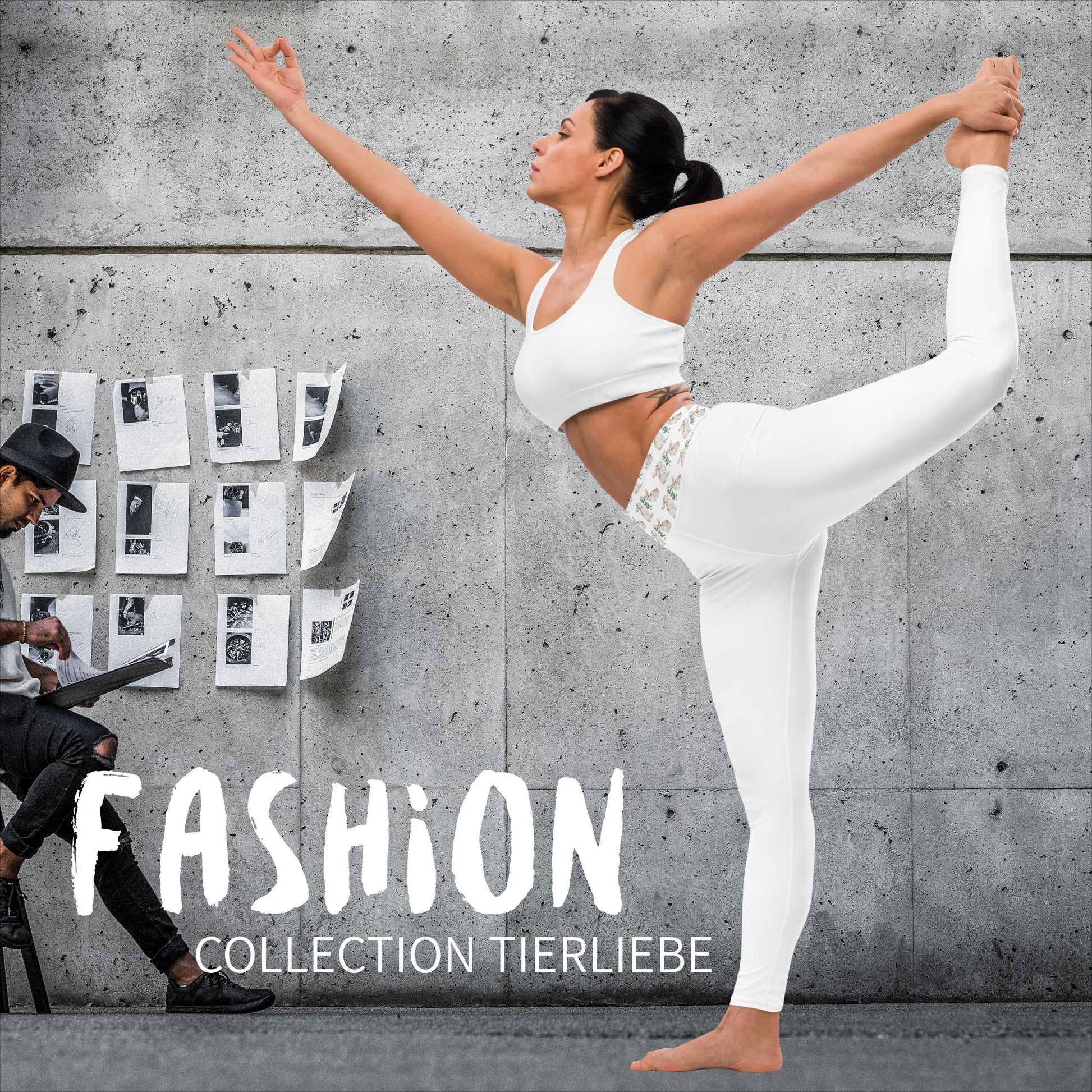 EXCLUSIVE MICROFASER, SUPER ELASTISCHE YOGA- U. FITNESS-LEGGING MIT NATURMÄDEL® TIERLIEBE AQUARELL DESIGN, www.naturmaedel.shop