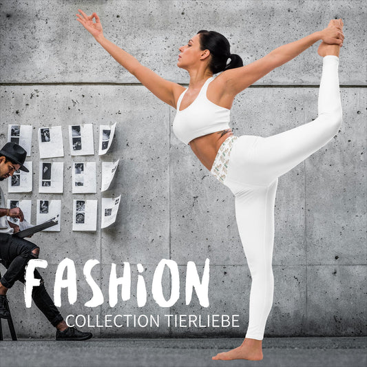 EXCLUSIVE MICROFASER, SUPER ELASTISCHE YOGA- U. FITNESS-LEGGING MIT NATURMÄDEL® TIERLIEBE AQUARELL DESIGN, www.naturmaedel.shop