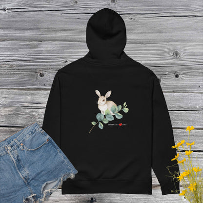 PREMIUM ECO BAUMWOLLE UNISEX HOODIE - EXCLUSIVER NATURMÄDEL® TIERLIEBE AUFDRUCK, FORNE U. HINTEN, www.naturmaedel.com
