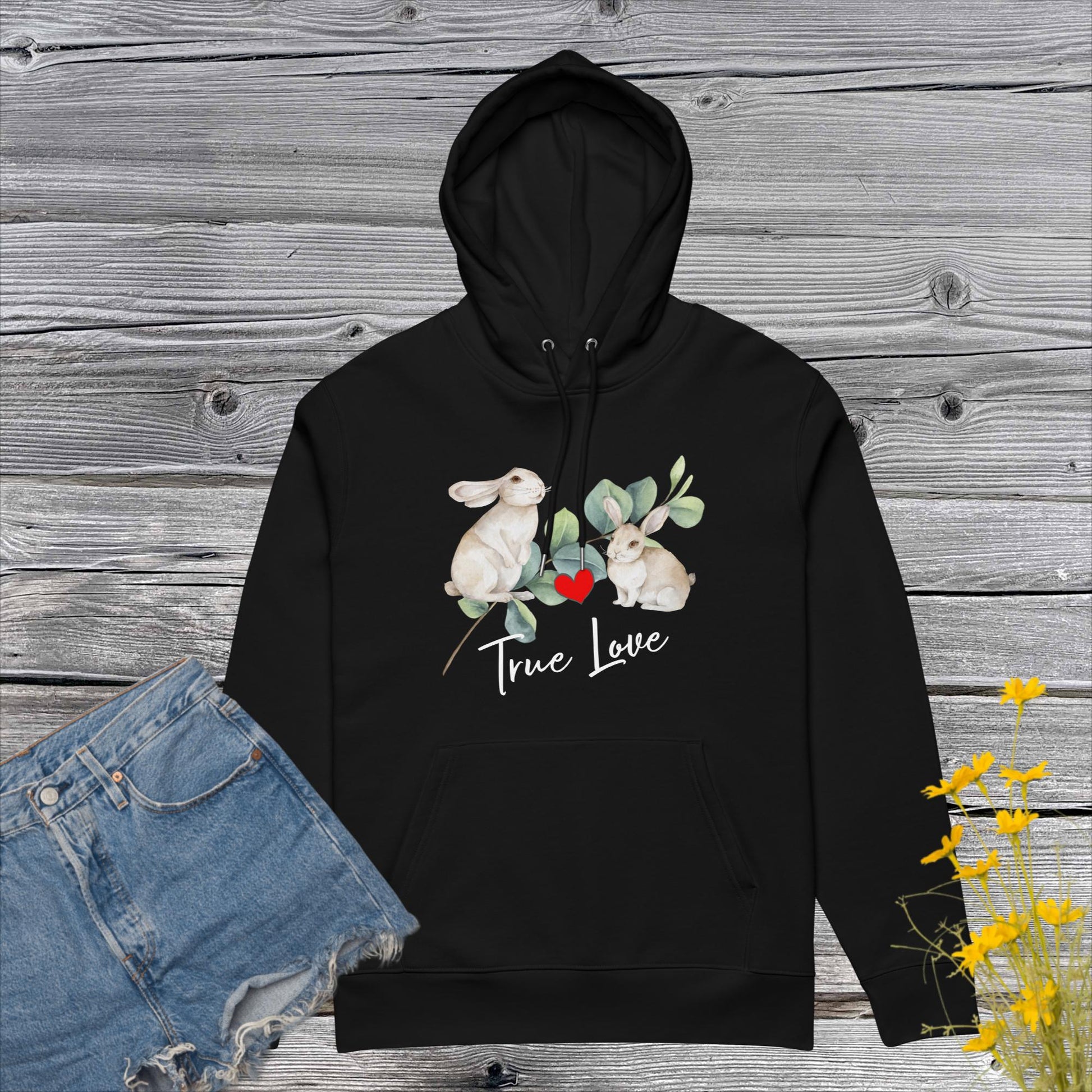 PREMIUM ECO BAUMWOLLE UNISEX HOODIE - EXCLUSIVER NATURMÄDEL® TIERLIEBE AUFDRUCK, FORNE U. HINTEN, www.naturmaedel.com