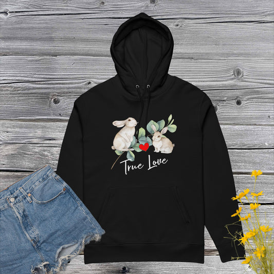PREMIUM ECO BAUMWOLLE UNISEX HOODIE - EXCLUSIVER NATURMÄDEL® TIERLIEBE AUFDRUCK, FORNE U. HINTEN, www.naturmaedel.com
