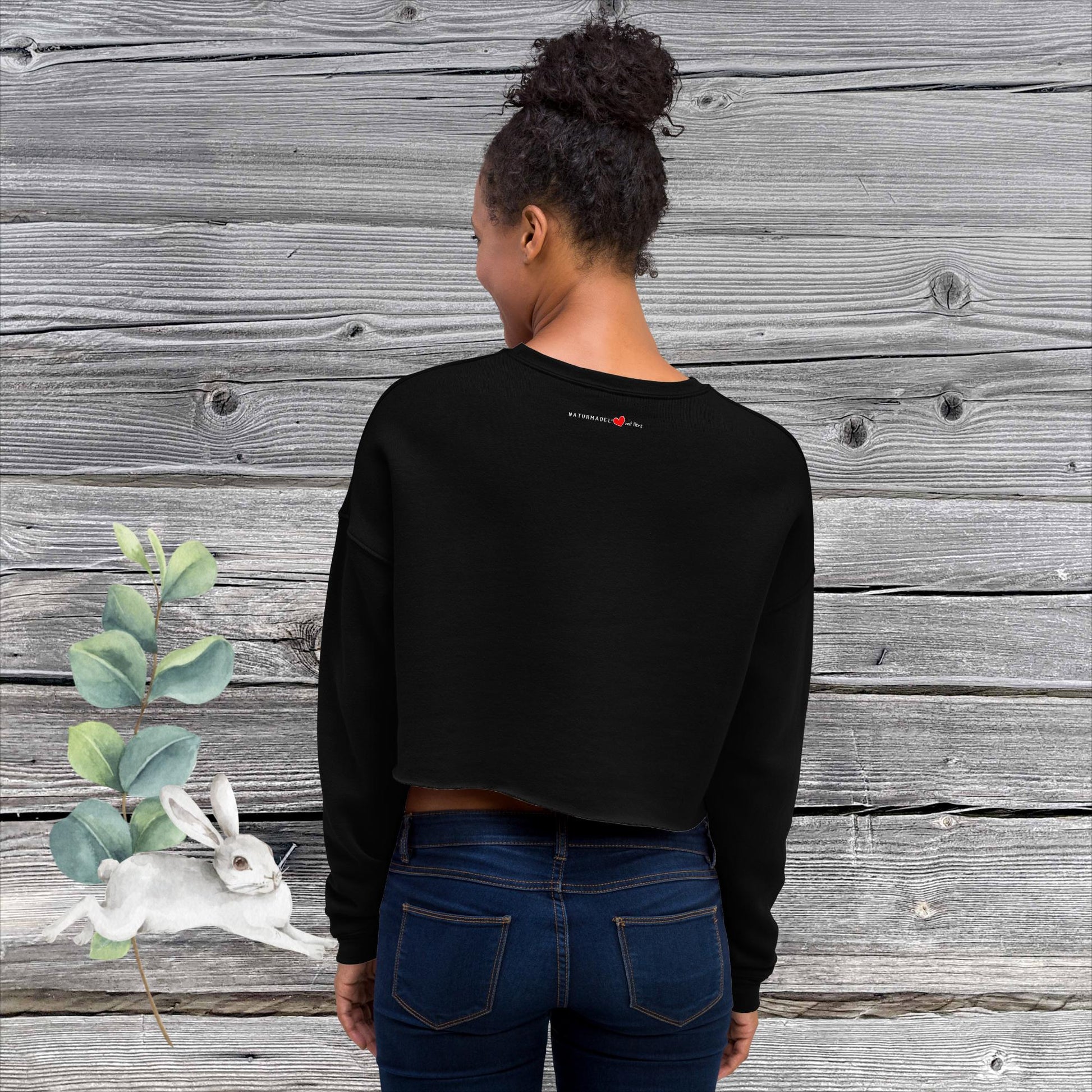 FASHION DESIGN - EXCLUSIV UND EINZIGARTIGER CROP PULLOVER - MIT NATURMÄDEL® TIERLIEBE AQUARELL DESIGN, www.naturmaedel.shop